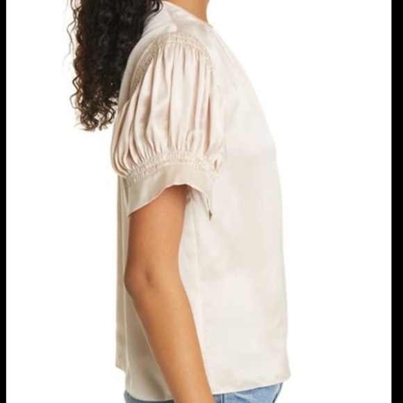 Rebecca Taylor Ivory Silk Pleated Puff Sleeve Blouse Size Small - Picture 8 of 8